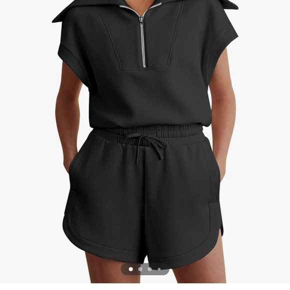 Two Piece Half Zip Short Set - Picture 2 of 3